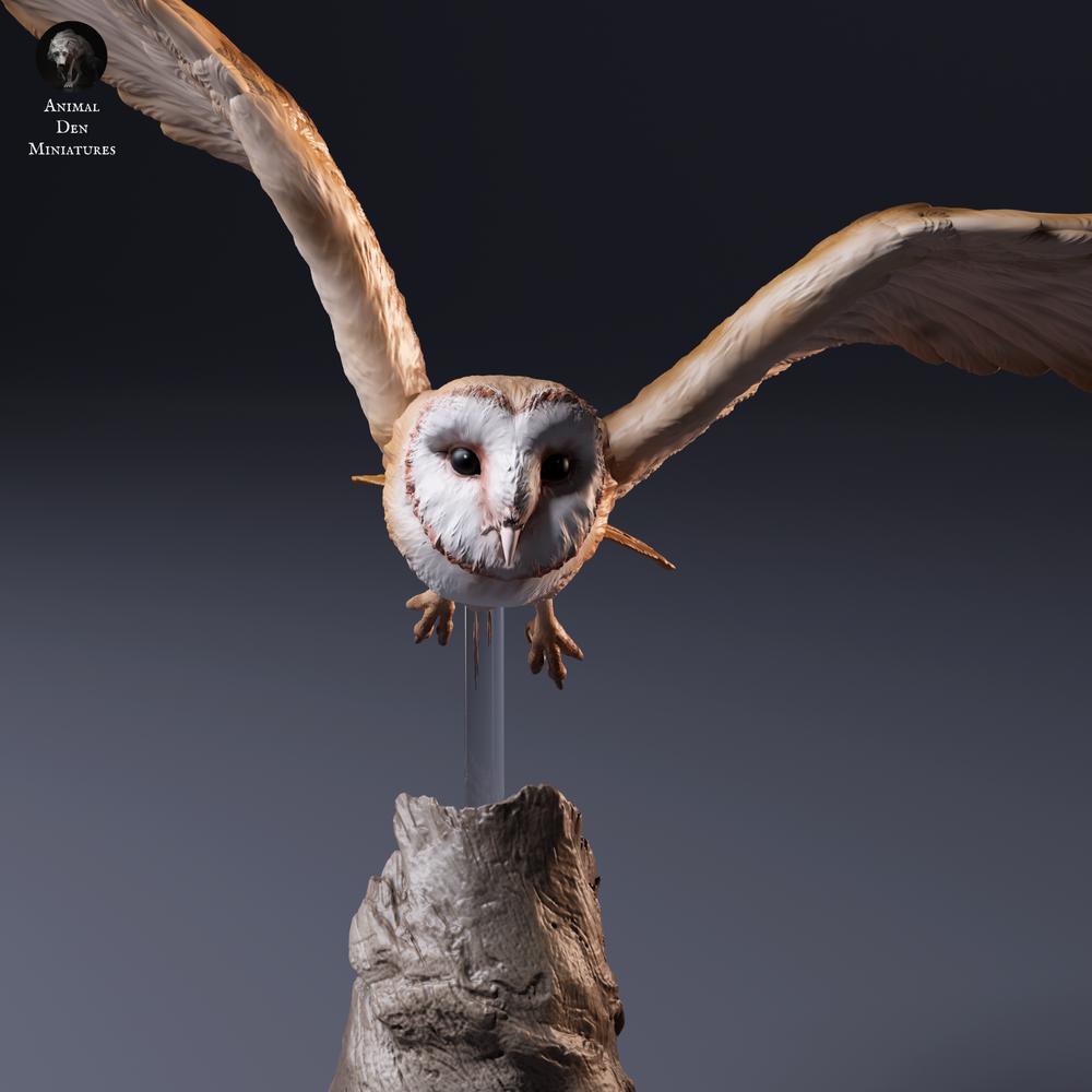 Photo du produit figurine animalière Animal Den Miniatures 5 : animal sauvage, chouette effraie d’Amérique - en vol (26_10_07)