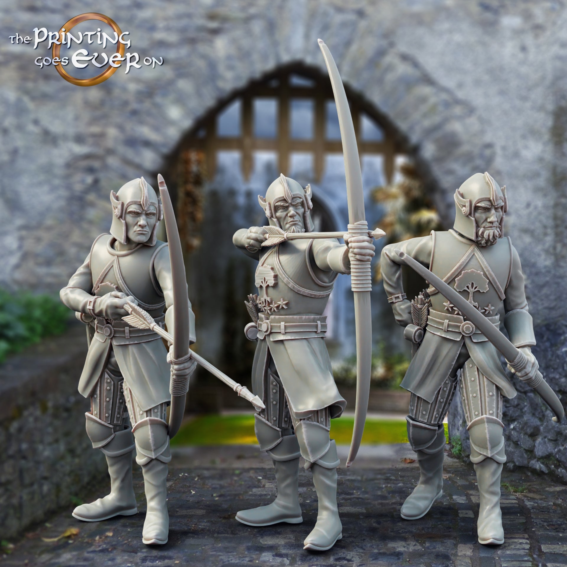 Produktfoto Tabletop 28mm The Printing Goes Ever On (TPGEO)  0: Bogenschützen von Gonthan: Mittelalterliche Ritter - Krieger der weißen Stadt