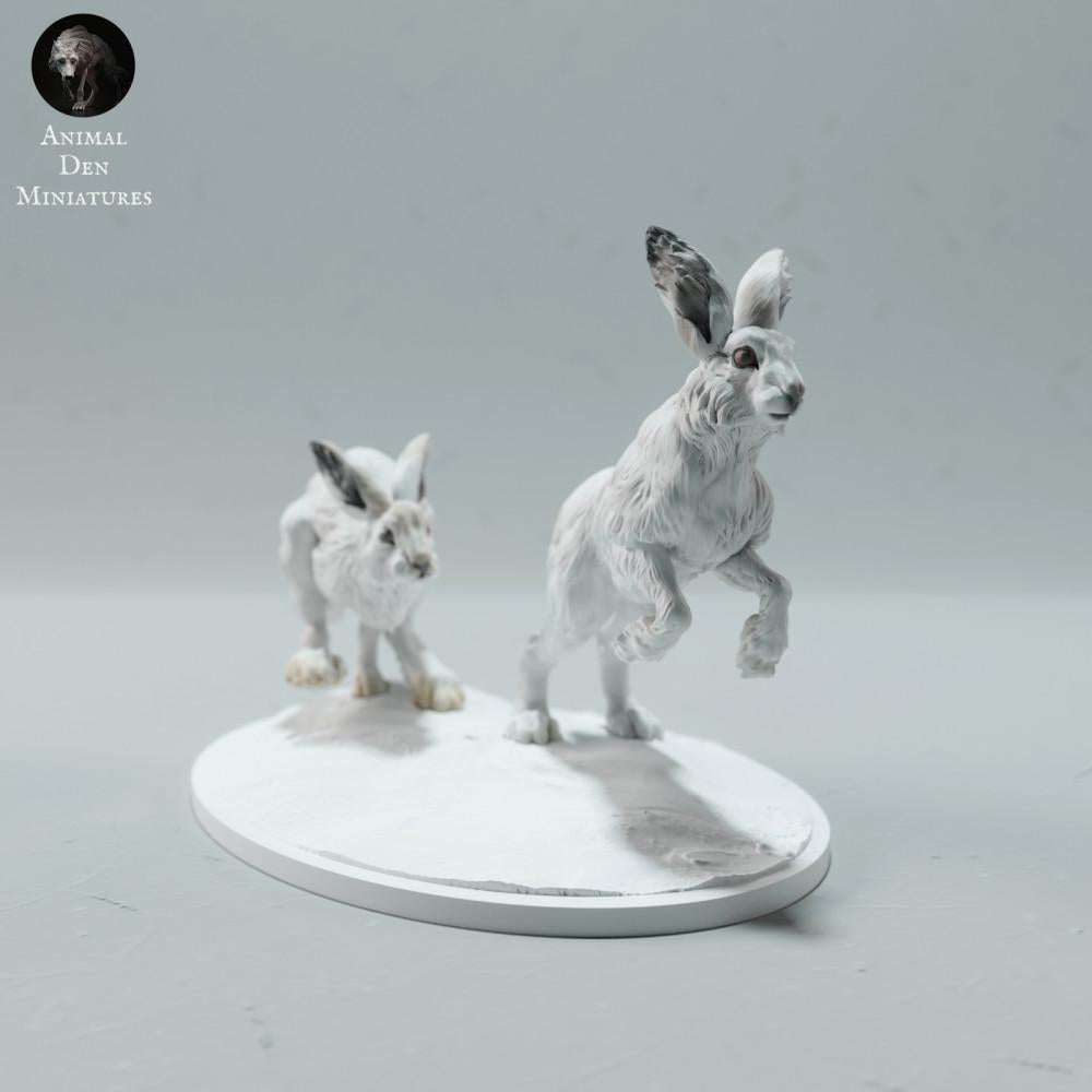 Photo produit figurine animale Animal Den Miniatures 1 : figurine animale polaire : lièvres variables - en course (23_01_16)