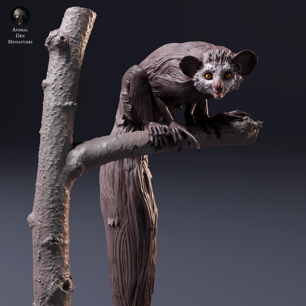 Photo du modèle animal Animal Den Miniatures 6 : figurine animalière : aye-aye assis dans un arbre (26_10_05)