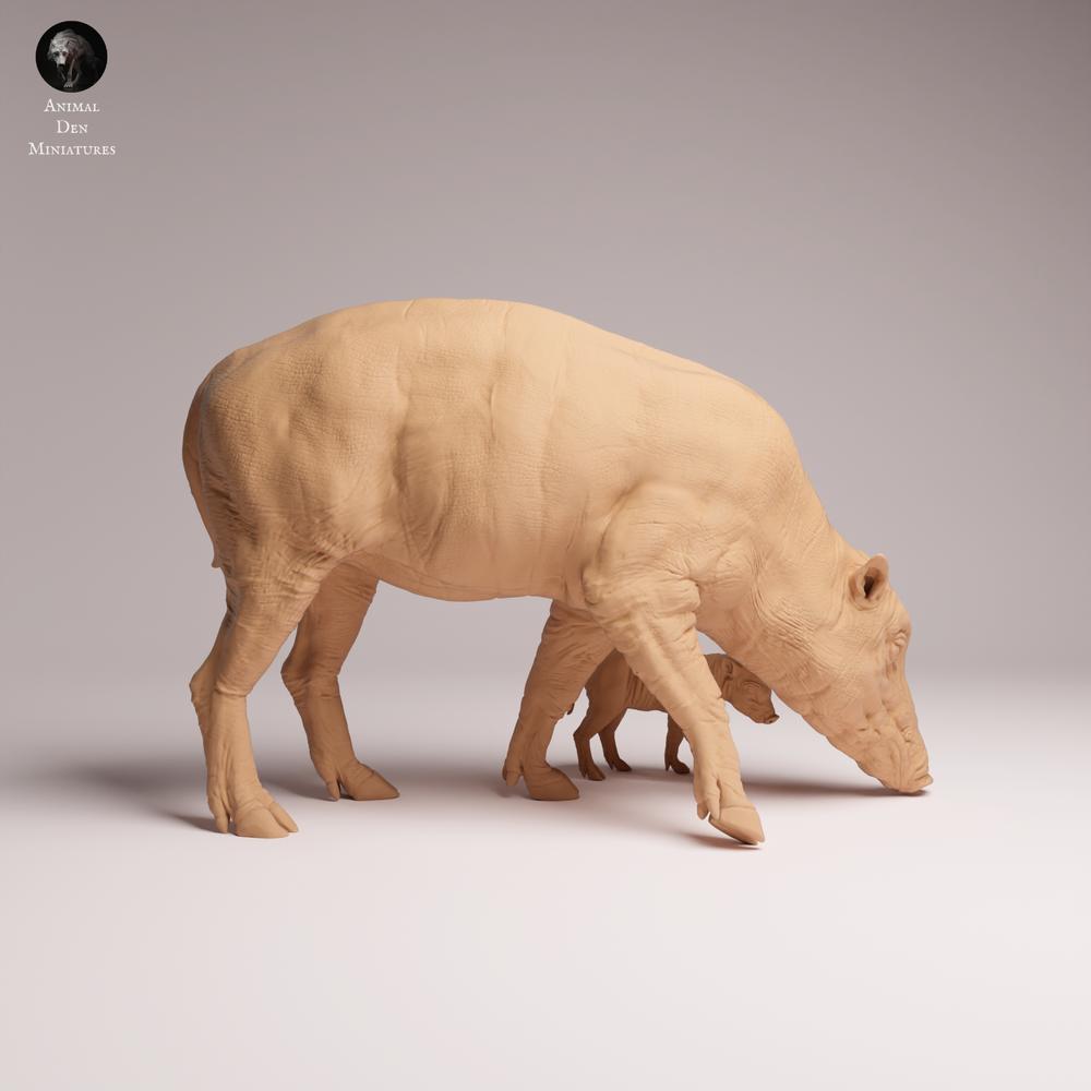 Image de produit Tabletop 28mm Lord of the Print (LotP) 0 : Figurine animale : Sanglier de Nordsulawesi - Femelle avec petit (25_12_08)