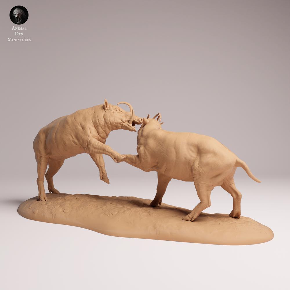 Image du produit Tabletop 28mm Lord of the Print (LotP) 0 : Figurine animale : Sanglier de Nordsulawesi - sangliers en combat (25_12_09)