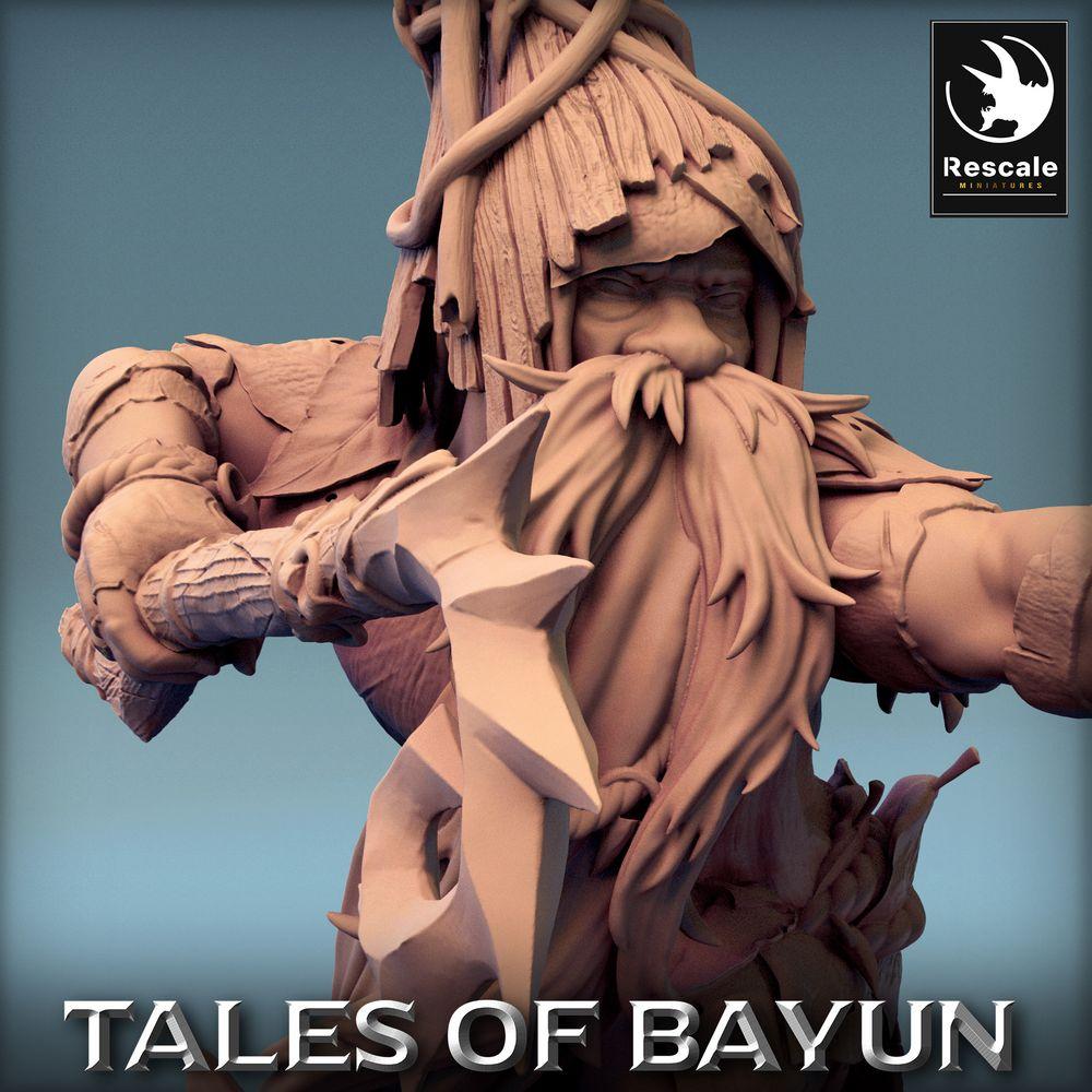 Produktfoto Tabletop 28mm Lord of the Print (LotP) 0: Magier Figur: Waldschamane / Naturdruide / Pilzschamane / Runenmagier, beschwörend mit Kristalldolch (Borovichok Attack) (24_01_A2)