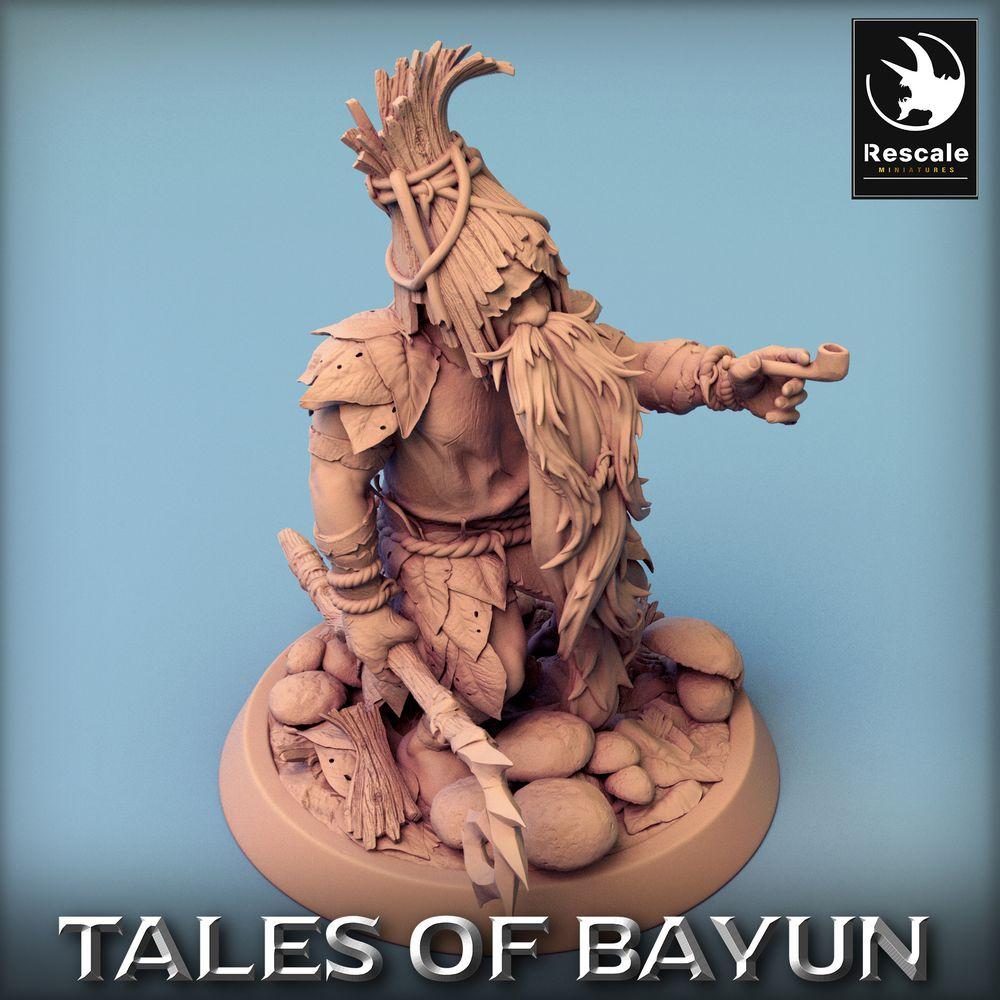 Produktfoto Tabletop 28mm Lord of the Print (LotP) 0: Fantasy Figur: Zwergenhäuptling - Barbarenschamane mit Haken-Axt, Waldschamane, Totemkrieger, Champion (24_01_A5)