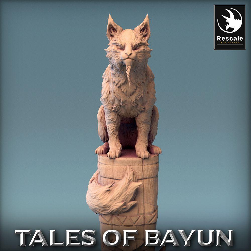 Produktfoto Tabletop 28mm Lord of the Print (LotP) 0: Fantasy Figur: Bayun-Cat, Wächterkatze, Geisterkatze, Totemtier, Vertrauter, Schreinwächter auf Säule (24_01_Q)