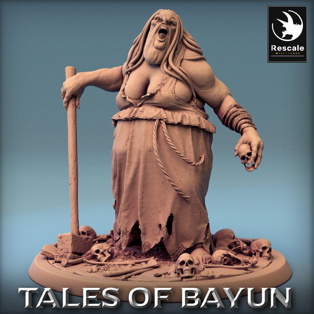 Produktfoto Tabletop 28mm Lord of the Print (LotP) 0: Fantasy Figur: Kikimora Hexenmatriarchin, Sumpfhexe, Nekromantin und Schamanin mit Stab und Schädel (24_01_D3)