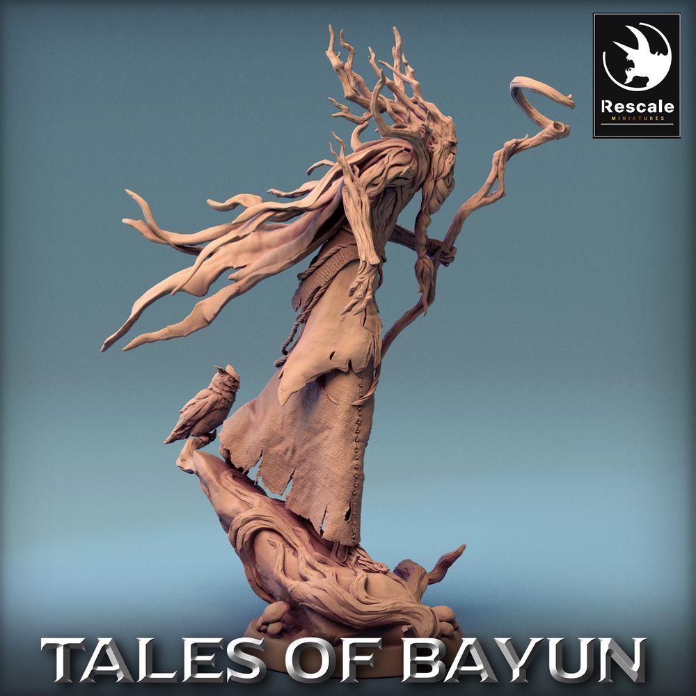 Image du produit Tabletop 28mm Lord of the Print (LotP) 0 : Miniature Tabletop : Lechy / Leshy, druide esprit de la forêt, gardien du bosquet, seigneur des dryades avec bâton et hibou (24_01_P)
