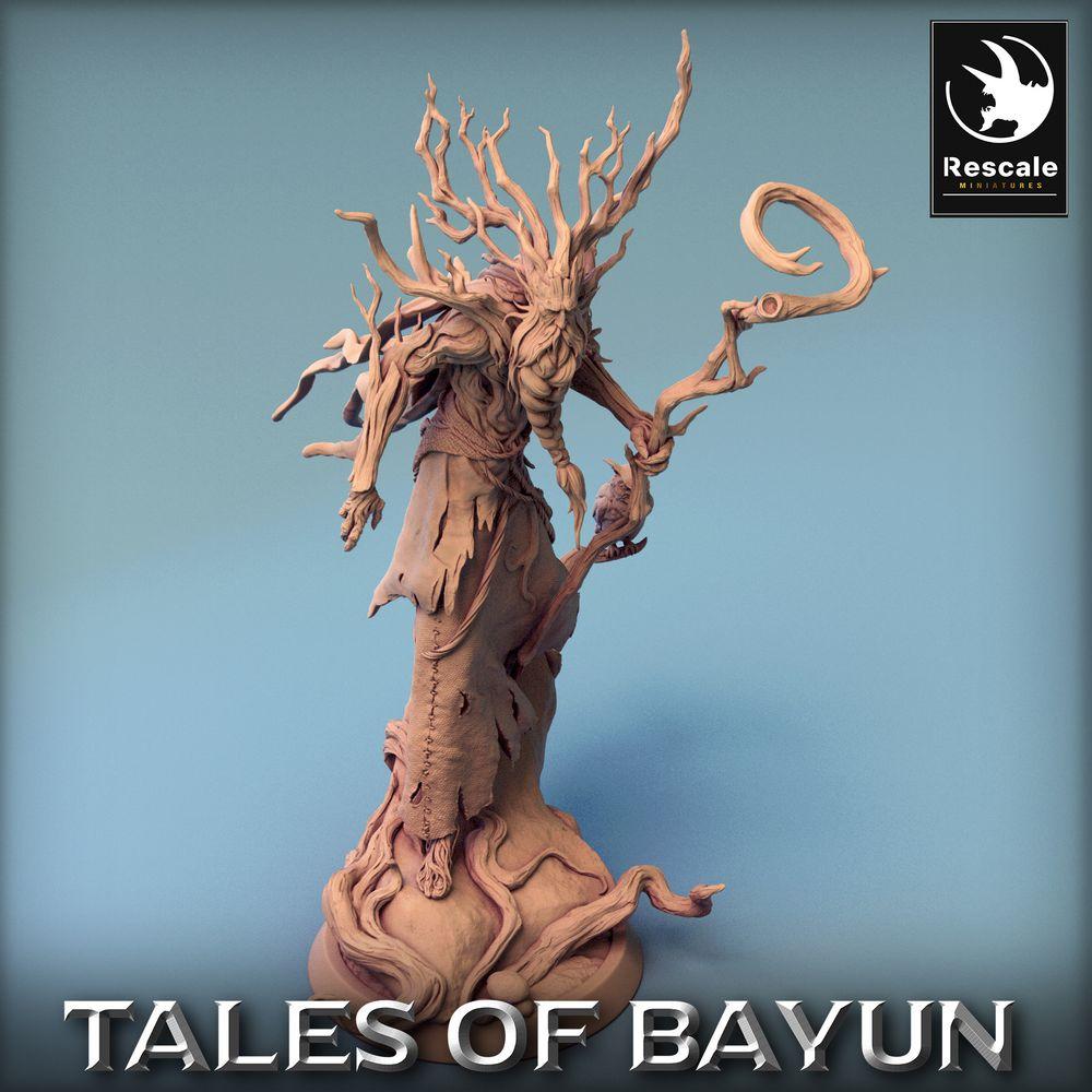 Photo de produit Tabletop 28mm Lord of the Print (LotP) 0 : Miniature Tabletop : Lechy / Leshy, druide esprit de la forêt, gardien du bosquet, seigneur des dryades avec bâton et hibou (24_01_P)