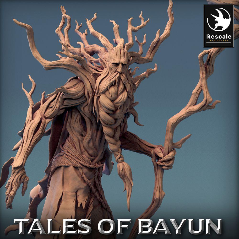 Photo de produit Tabletop 28mm Lord of the Print (LotP) 0 : Miniature Tabletop : Lechy / Leshy, druide esprit de la forêt, gardien du bosquet, seigneur des dryades avec bâton et hibou (24_01_P)