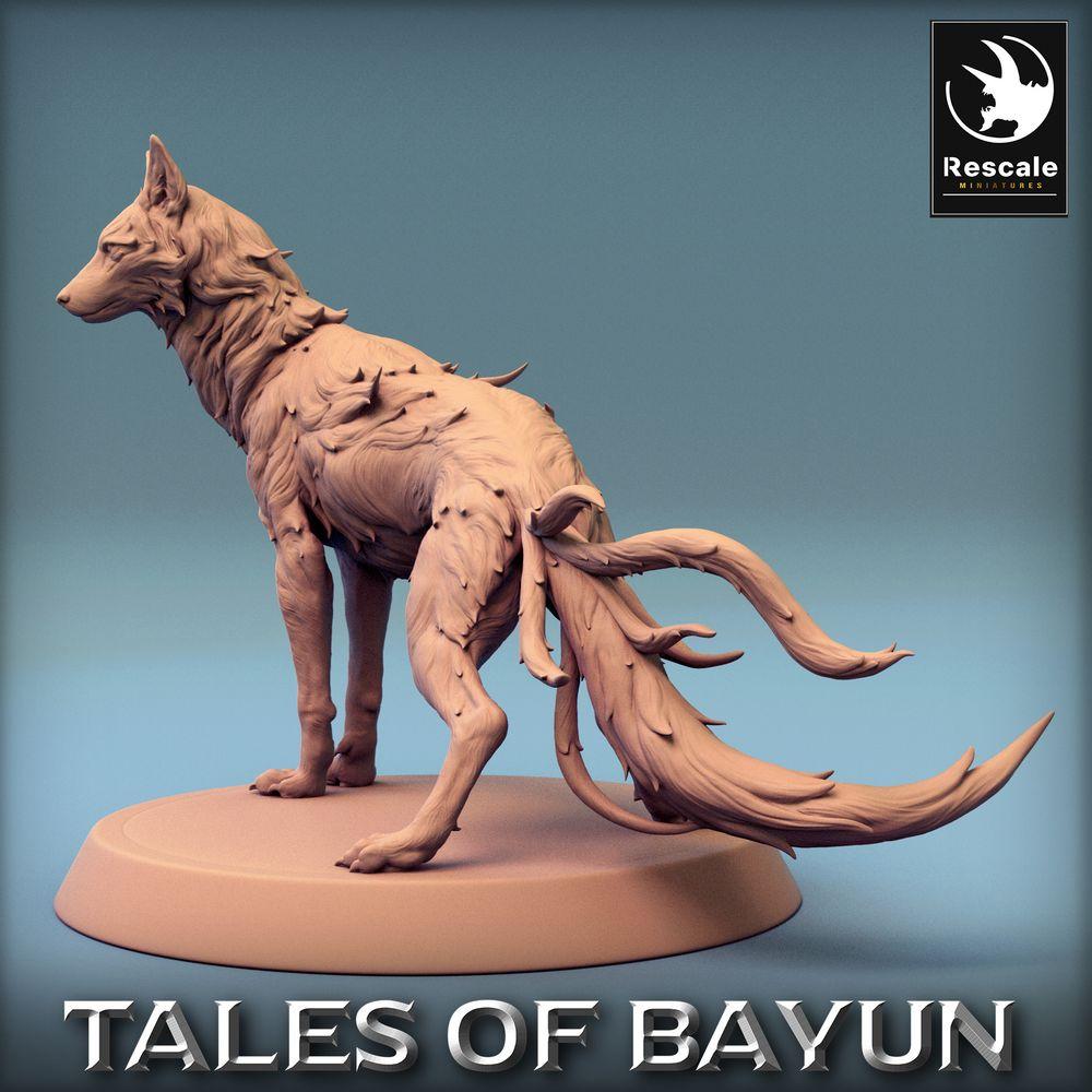 Photo de produit Tabletop 28mm Lord of the Print (LotP) 0 : Miniature Tabletop : Loup, Loup des Ombres (Shadow Wolf), Renard fantôme à plusieurs queues (Kitsune), Chien démon, Animal familier (24_01_L)