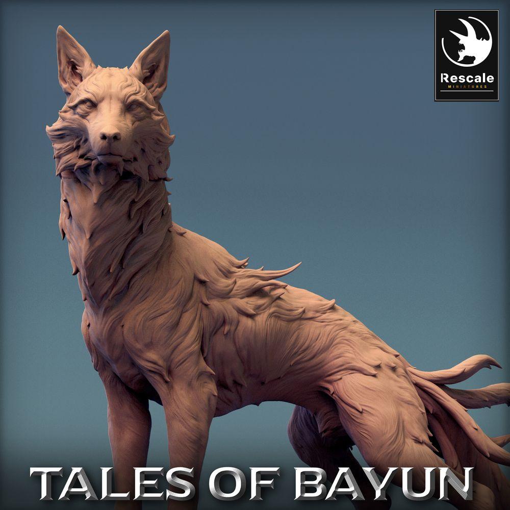 Photo de produit Tabletop 28mm Lord of the Print (LotP) 0 : Miniature Tabletop : Loup, Loup des Ombres (Shadow Wolf), Renard fantôme à plusieurs queues (Kitsune), Chien démon, Animal familier (24_01_L)