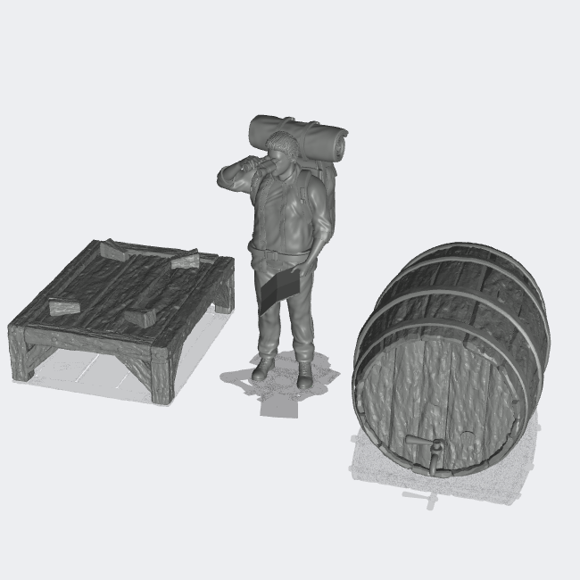 Photo de produit Miniature Meubles, Décoration Diorama et Modélisme 0 : Stockage et Rangement : Fût de bière avec table en bois