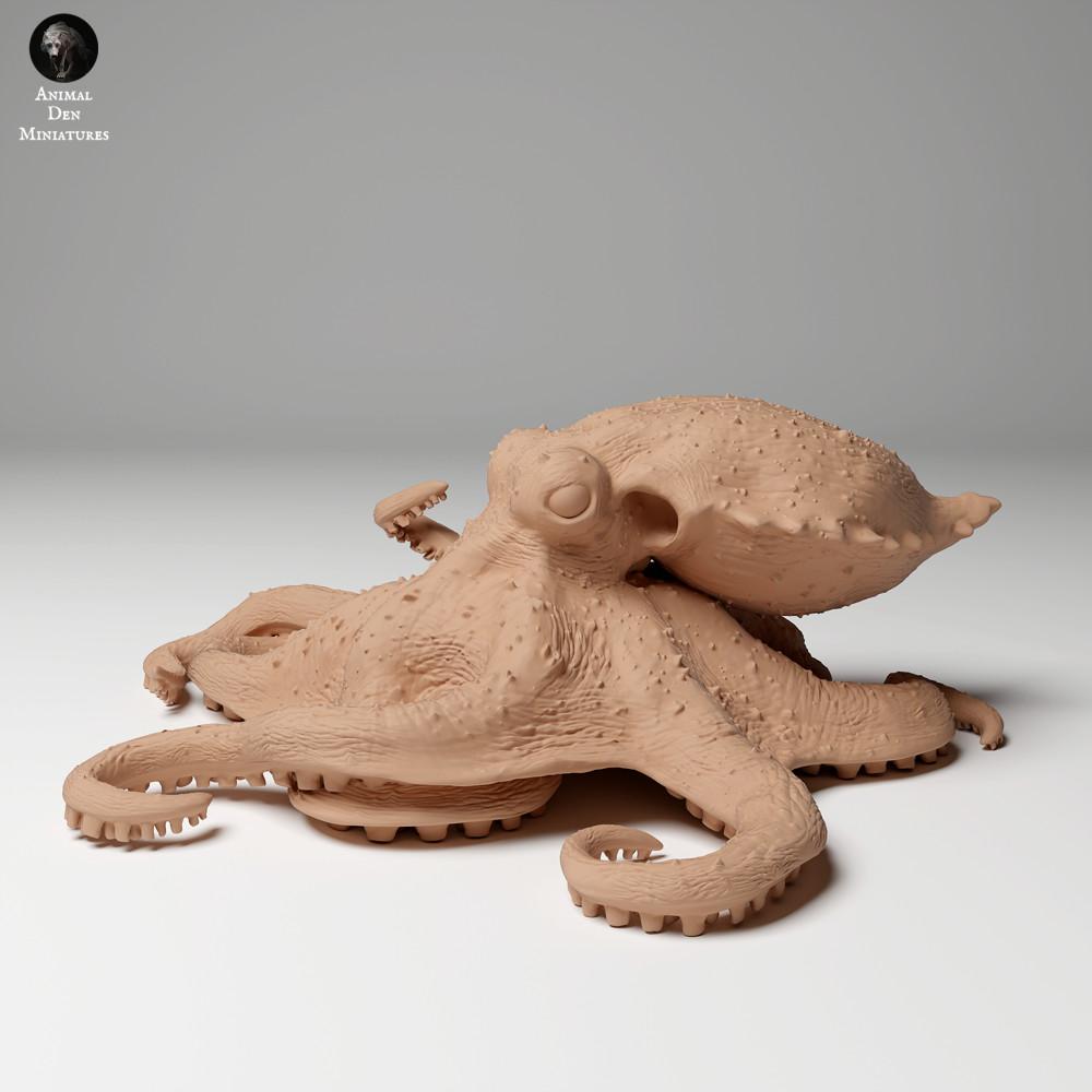 Photo du produit, figurine animale Animal Den Miniatures 0 : animal marin, figurine animale : grand poulpe aux anneaux bleus (24_05_06)