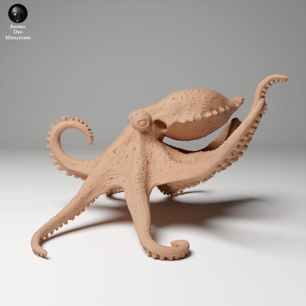 Photo du produit figurine animale Animal Den Miniatures 0 : animal marin figurine animale : Grand poulpe aux anneaux bleus - nageant (24_05_05)