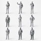 Police allemande et agents - 9 figurines en résine non peintes en vue d’ensemble ouverte
