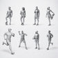Set de figurines Sport, loisirs et athlètes - 8 figurines en résine non peintes en vue ouverte
