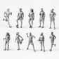 Sport, loisirs et athlètes - 10 figurines en résine non peintes présentées ouvertement