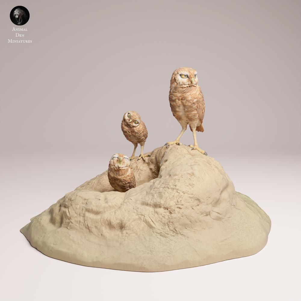 Photo produit figurine animale Animal Den Miniatures 3 : figurine d’animal sauvage : chouettes lapones (25_09_16)