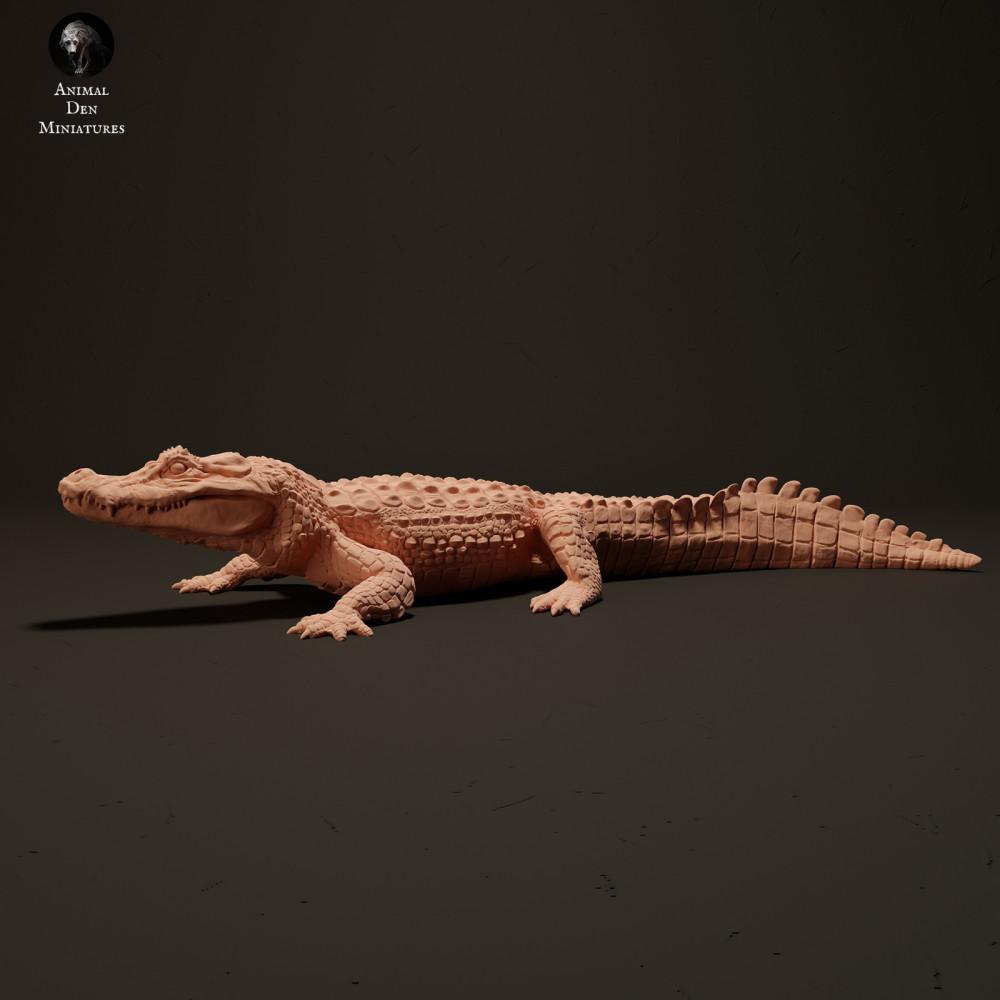 Photo de produit figurine animale Animal Den Miniatures 1 : figurine de reptile : caïman noir en train de se prélasser au soleil (23_06_07)