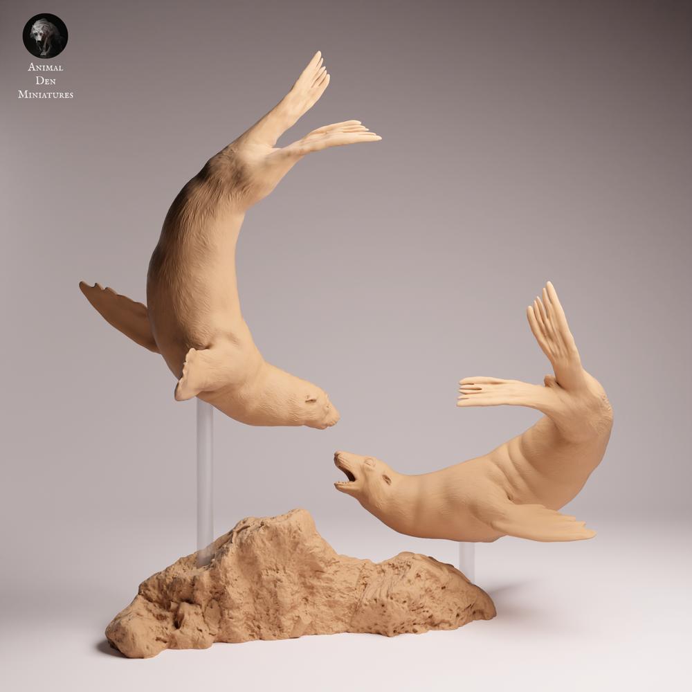 Photo du produit Tabletop 28mm Lord of the Print (LotP) 1 : Figurine d'animal marin : Phoques de Californie - en train de nager (26_02_08)