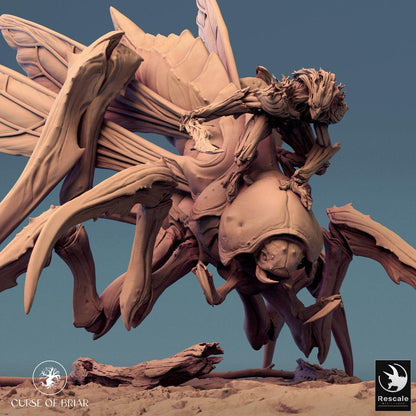 Photo de produit Tabletop 28mm Lord of the Print (LotP) 0 : Miniature Tabletop : Cavalier insecte sur mante religieuse, cavalier guêpe, cavalier essaim, bête chitineuse comme monture, monstre boss (24_07_D6)