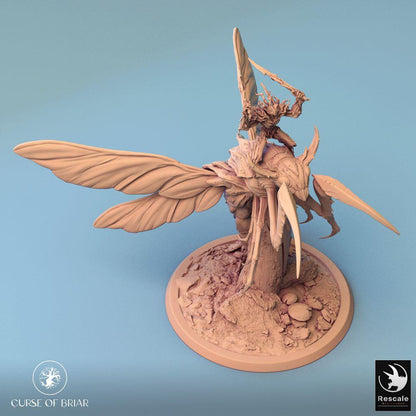 Photo de produit Tabletop 28mm Lord of the Print (LotP) 0 : Miniature Tabletop : Cavalier démon insectoïde sur bête ailée, seigneur des essaims, chaman esprit de la forêt, garde Skycutter (24_07_E4)