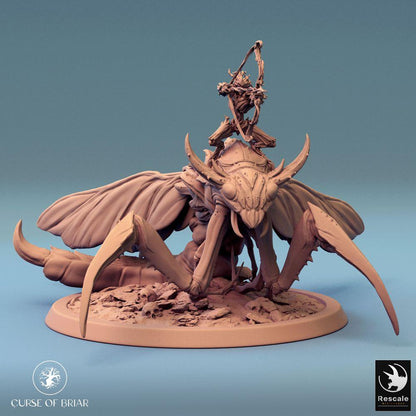 Photo de produit Tabletop 28mm Lord of the Print (LotP) 0 : Miniature Tabletop : Cavalier insecte sur mante géante, archer, cavalerie monstrueuse, bête de nuée (24_07_E5)