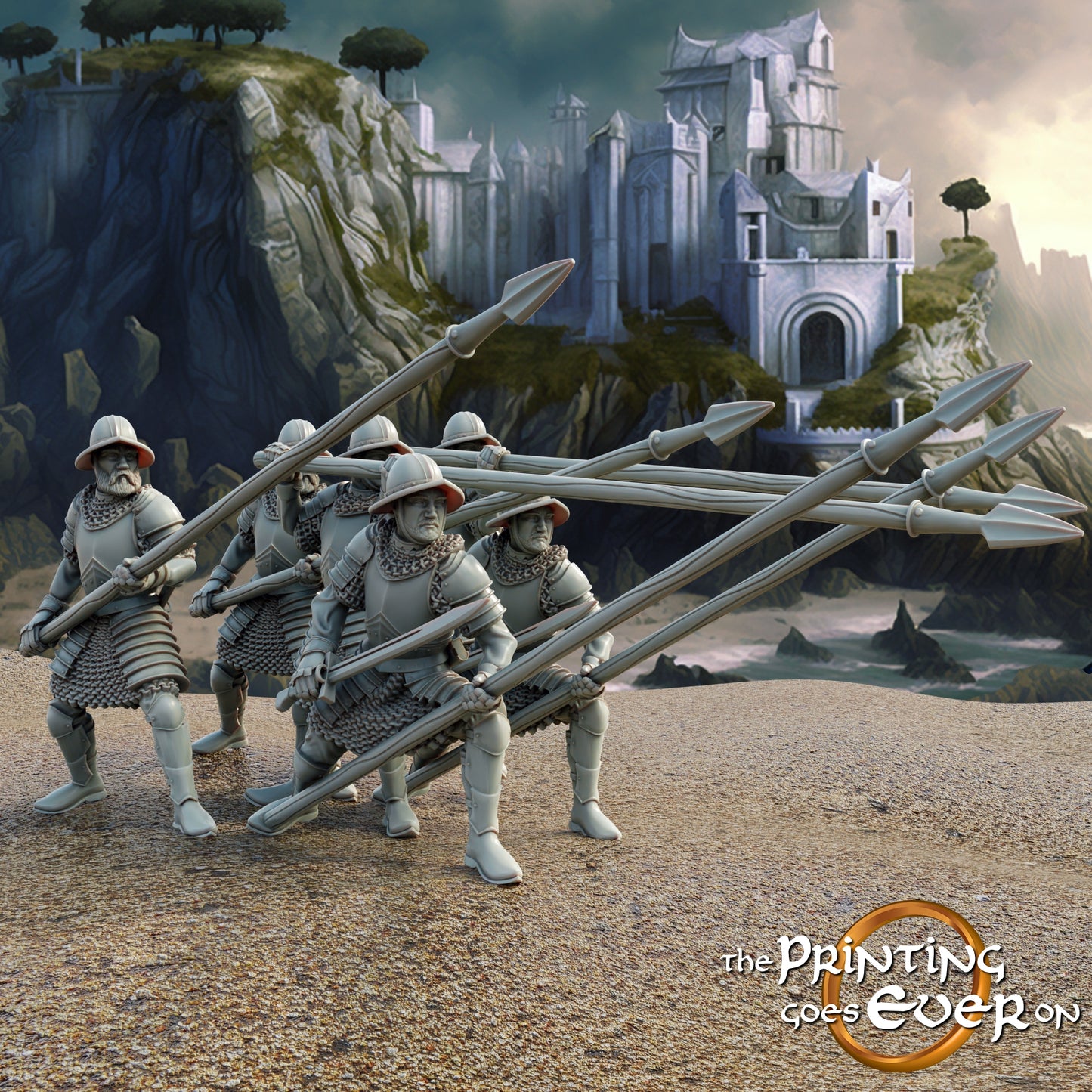 Photo de produit Tabletop 28mm The Printing Goes Ever On (TPGEO) 0 : Armée des Chevaliers Cygnes : Guerriers médiévaux - Gardiens de la ville blanche