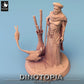 Photo de produit Tabletop 28mm Lord of the Print (LotP) 0 : Figurine Fantasy : Nomade du désert et Maîtresse des bêtes avec dinosaure à plumes - Ranger, Cheffe de tribu, Éclaireuse (24_06_E13)