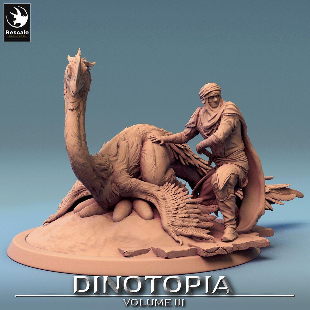 Photo de produit Tabletop 28mm Lord of the Print (LotP) 0 : Miniature de Tabletop : Maître des Bêtes avec monture Oviraptor, Ranger du Désert, Gardien du Nid de Terreur (24_06_D1)