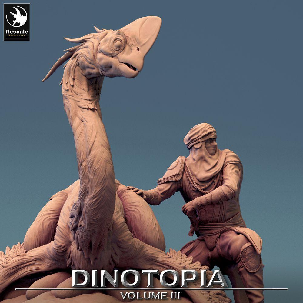 Photo de produit Tabletop 28mm Lord of the Print (LotP) 0 : Miniature Tabletop : Maître des bêtes avec monture Oviraptor, Ranger du désert, Gardien du nid de l'oiseau de terreur (24_06_D1)