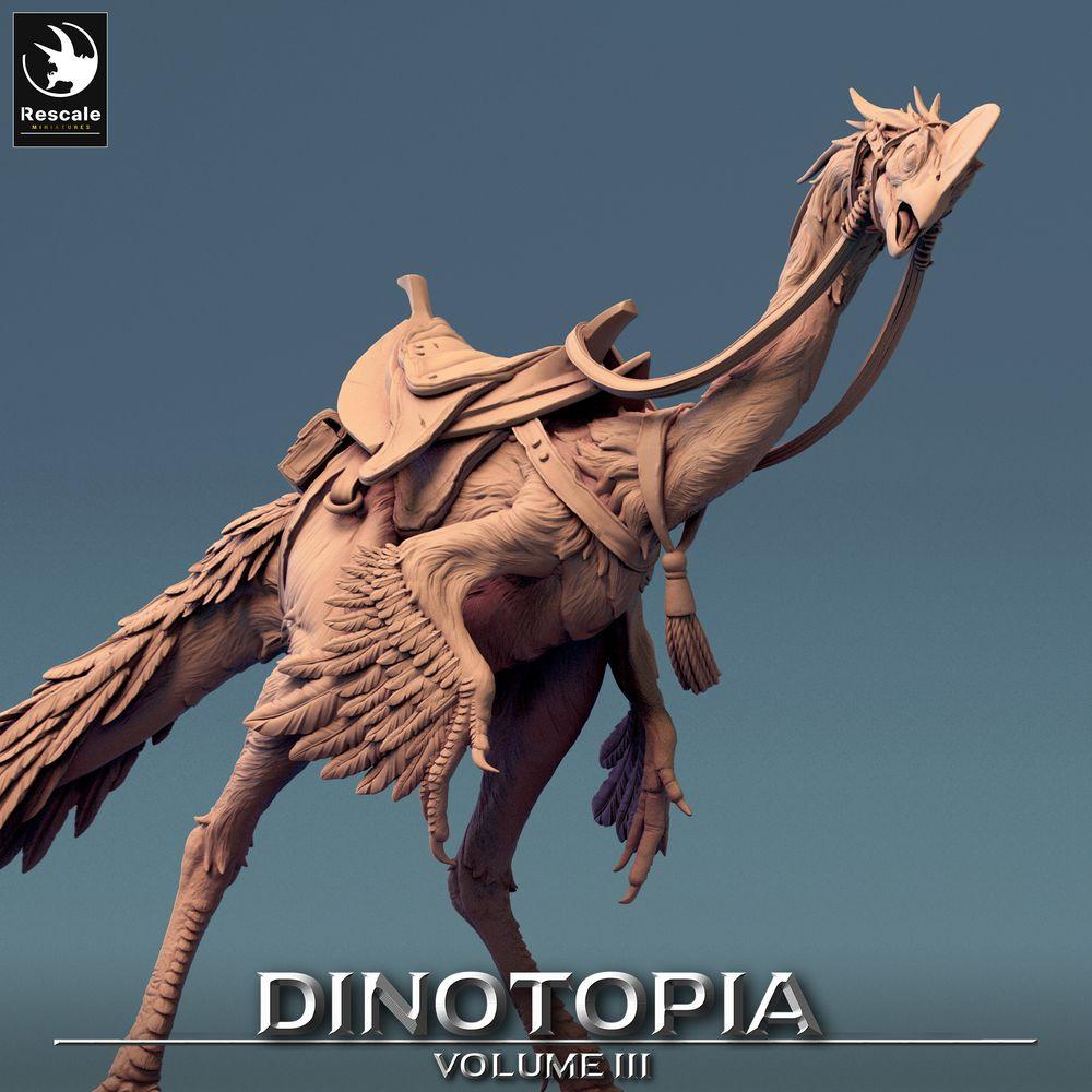 Photo de produit Tabletop 28mm Lord of the Print (LotP) 0 : Miniature Tabletop : Oviraptor Monture Raptor - Dinosaure Monture / Oiseau de Terreur avec Selle et Rênes (24_06_D6)