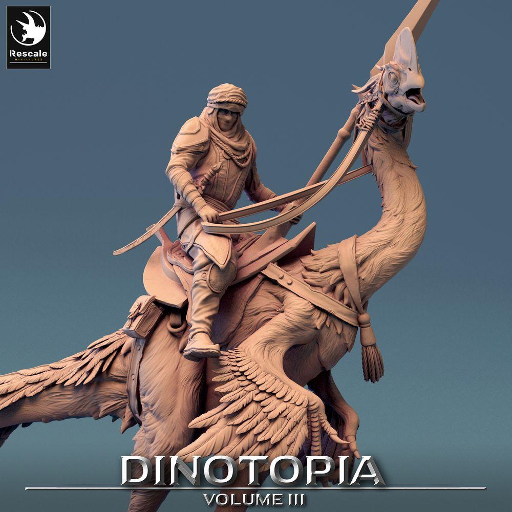 Image du produit Tabletop 28mm Lord of the Print (LotP) 0 : Figurine fantastique : Cavalier nomade sur Oviraptor, cavalier à lance (24_06_D8)