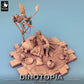 Photo de produit Tabletop 28mm Lord of the Print (LotP) 0 : Figurine Fantasy : Marchand du désert et maître des bêtes, chef de caravane nomade - reposant avec une pipe à eau et des lézards plumés (24_06_E27)