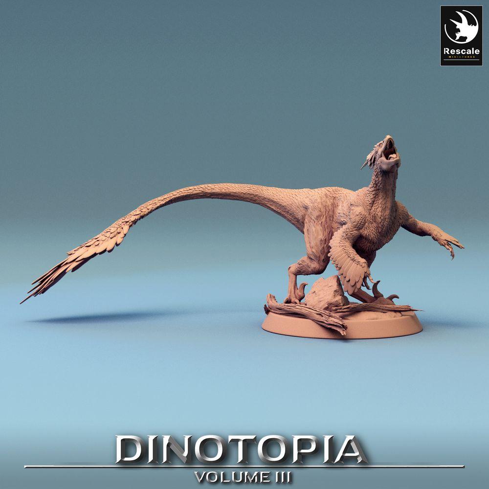 Photo de produit Tabletop 28mm Lord of the Print (LotP) 0 : Miniature Tabletop : Pyroraptor, raptor à plumes, bête de chasse préhistorique (24_06_B3)