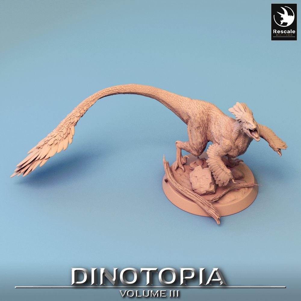Photo de produit Tabletop 28mm Lord of the Print (LotP) 0 : Miniature Tabletop : Pyroraptor, raptor à plumes, bête de chasse préhistorique (24_06_B3)