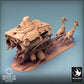 Image de produit Tabletop 28mm Lord of the Print (LotP) 0 : Ensemble de miniatures Tabletop : Chariot de guerre de la caravane nomade, chariot de guerre tiré par des bêtes avec plateforme, chef de caravane/maître des bêtes et deux animaux de trait exotiques (24_03_L)