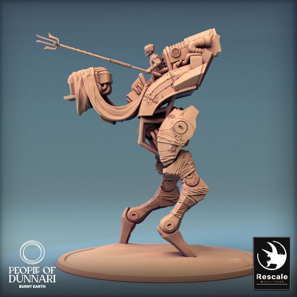 Photo de produit Tabletop 28mm Lord of the Print (LotP) 0 : Miniature Tabletop : Bête de guerre des déserts Medoka, monture nomade, golem de guerre biomécanique avec selle et bagages (24_03_B2)