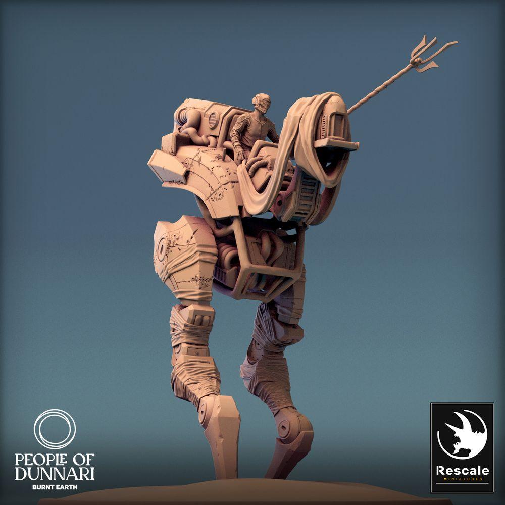 Photo de produit Tabletop 28mm Lord of the Print (LotP) 0 : Miniature Tabletop : Bête de guerre des déserts Medoka, monture nomade, golem de guerre biomécanique avec selle et bagages (24_03_B2)