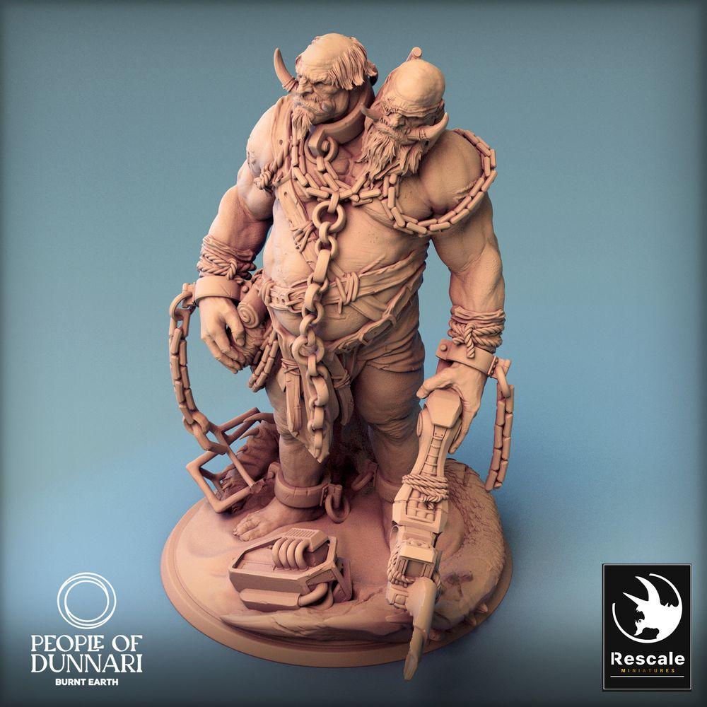 Photo de produit Tabletop 28mm Lord of the Print (LotP) 0 : Miniature Tabletop : Ogre à deux têtes / Ettin, Gardien enchaîné, Guerrier géant barbare, Boss ennemi (24_03_I1)