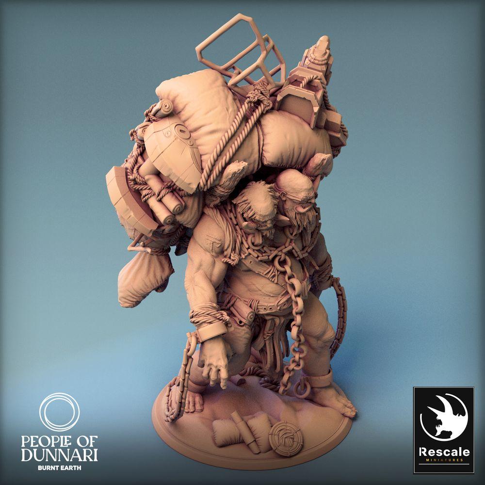 Photo du produit Tabletop 28mm Lord of the Print (LotP) 0 : Miniature Tabletop : Ogres à deux têtes Ettin - Colosse, collectionneur de déchets post-apocalyptiques avec armes à chaîne (24_03_I2)