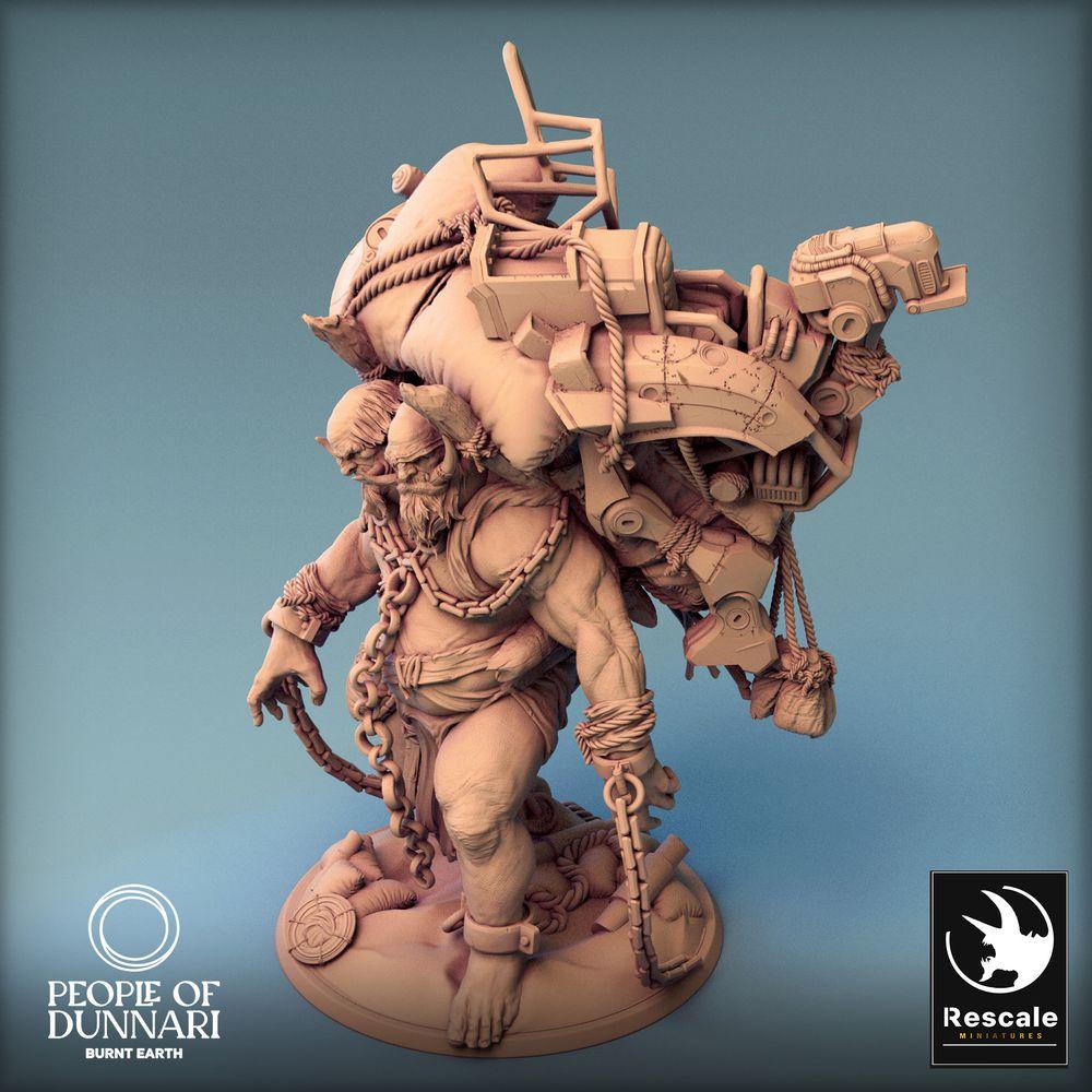Photo de produit Tabletop 28mm Lord of the Print (LotP) 0 : Miniature Tabletop : Ogre à deux têtes Ettin - Géant des décombres post-apocalyptiques avec armes à chaînes (24_03_I2)