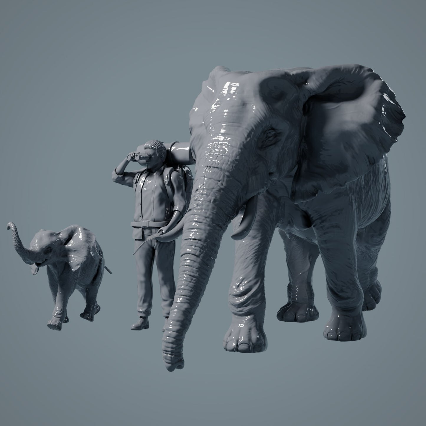 Vache et veau d'éléphant africain - Animaux de la savane (23_02_04)