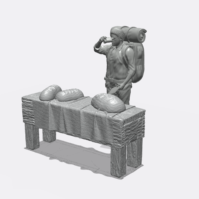 Photo du produit Miniature Mobilier, Décoration Diorama et Modélisme 0 : Dans la cuisine : Table à manger dressée avec du pain pour la cuisine ou la salle à manger (Réf. 45D)