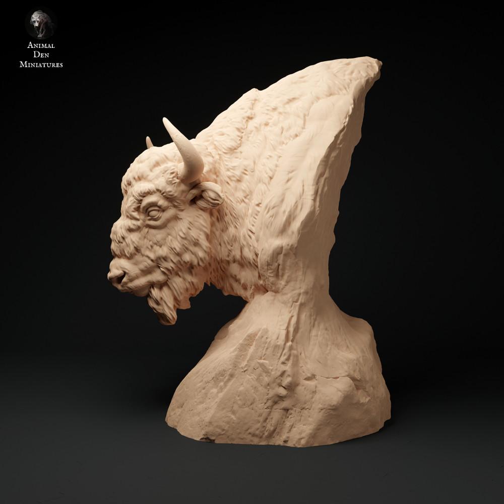 Photo du produit, figurine animale Animal Den Miniatures 0 : figurine d’animal sauvage : bison d’Europe - buste (23_11_13)