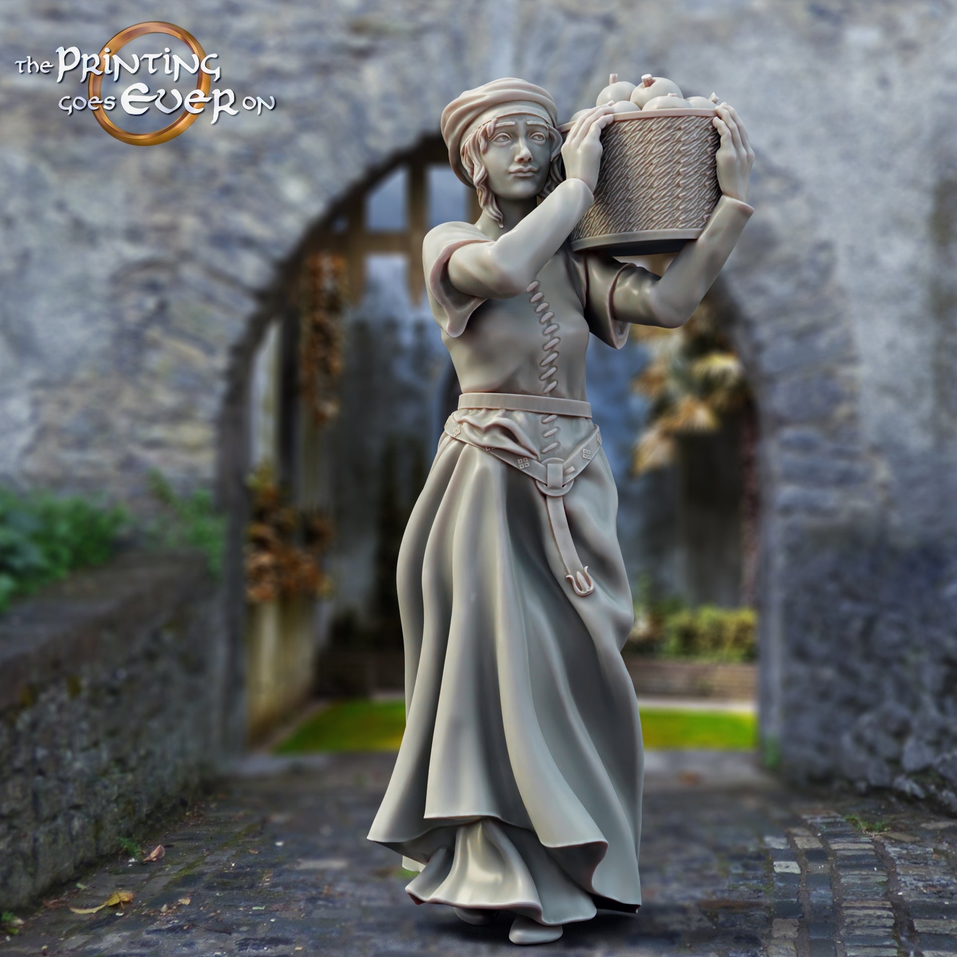 Photo du produit figurine historique médiévale échelle 75mm The Printing Goes Ever On (TPGEO) 0 : Figurines de chevaliers médiévaux villageois femme ordinaire - modèles 75mm - ville médiévale