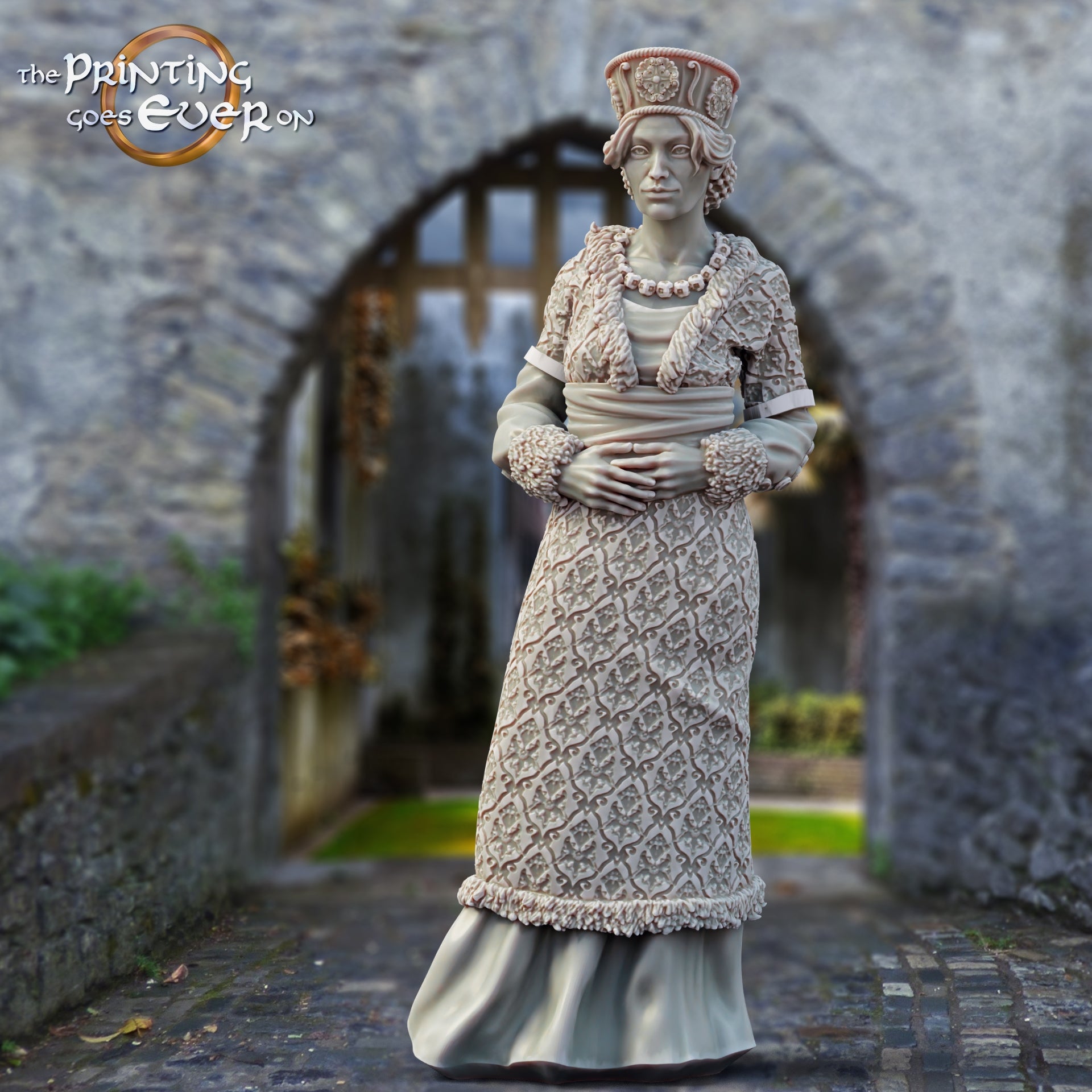 Produktfoto mittelalterliche historische Figur 75mm Scale The Printing Goes Ever On (TPGEO)  0: Mittelalterliche Ritter Figuren Dorfbewohner Adelige Frau Mittelalterliche Stadt