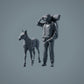 Figur d'animal de ferme : 2 poulains - cheval debout et cheval marchant (a016)