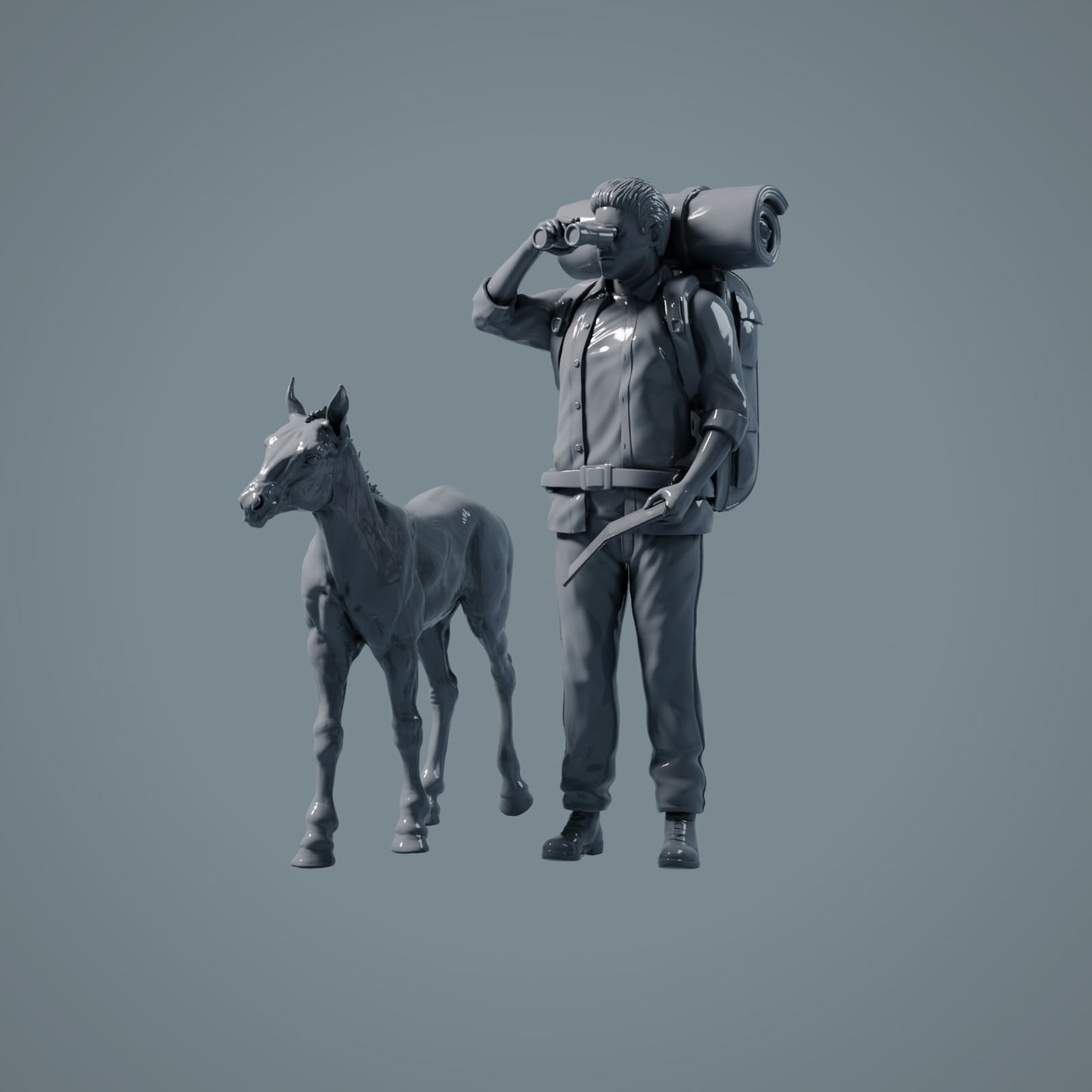 Figur d'animal de ferme : 2 poulains - cheval debout et cheval marchant (a016)