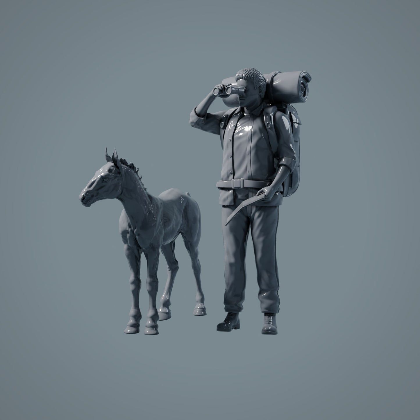 Figur d'animal de ferme : 2 poulains - cheval debout et cheval marchant (a016)
